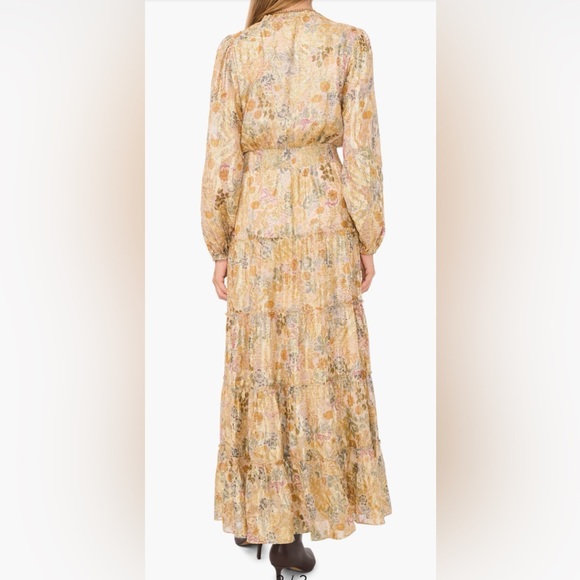 1. State Metallic Floral Tiered Long Sleeve Maxi Small $129 - Picture 2 of 13